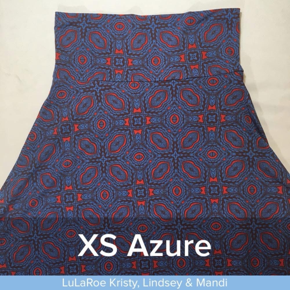 LuLaRoe Azure Women's Blue and Red Patterned Skirt